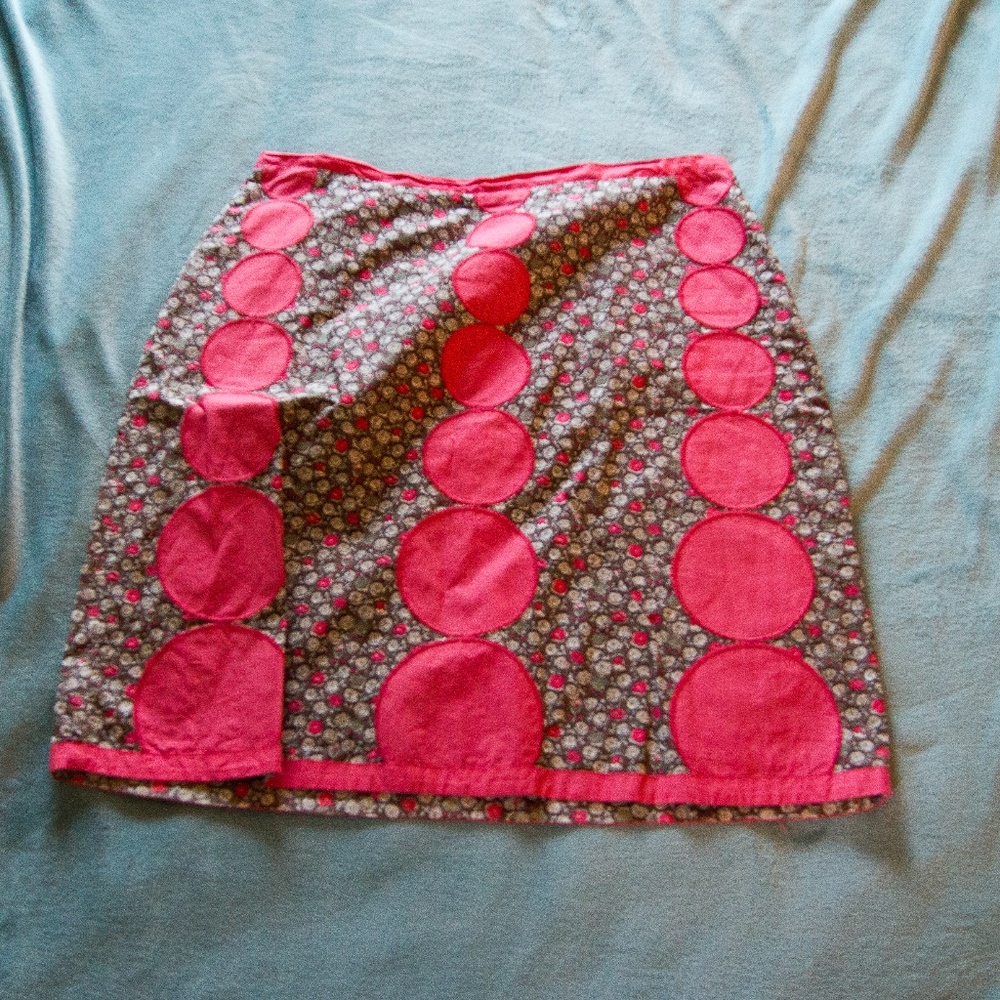 Boden Hotchpotch Cotton Skirt Pink & Brown EUC